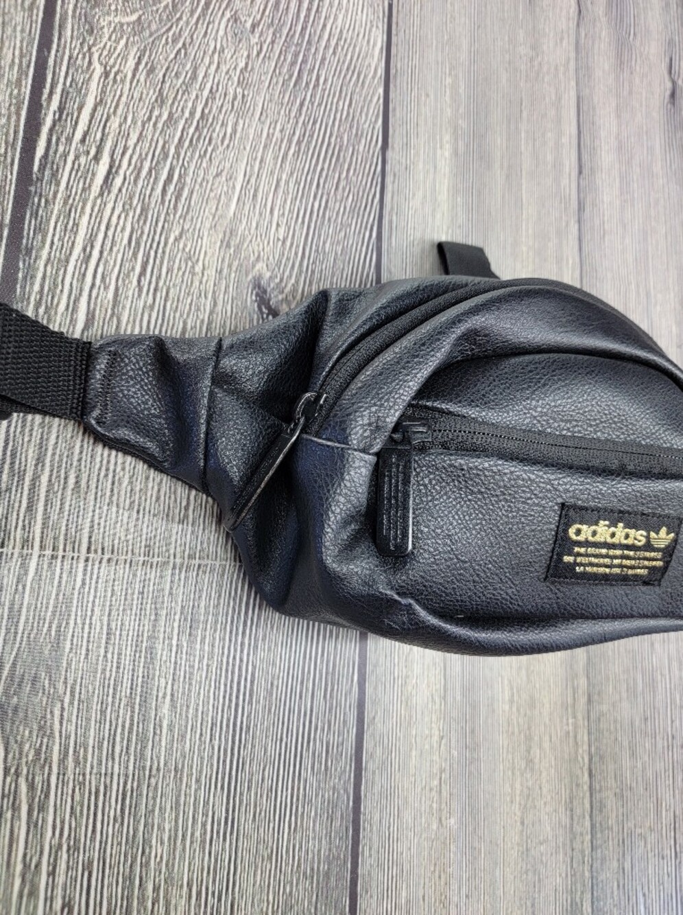 Adidas Originals Faux Leather Waist Pack Fanny Pack Black Gold Festival Unisex - Picture 6 of 16